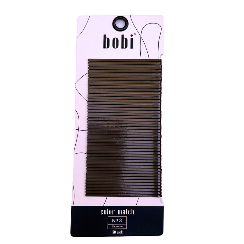 Chocolate #3 Decadent Brown Flat Bobby Pins 50 pack