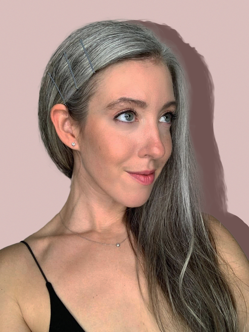 grey hair girl with grey bobby pins by bobi